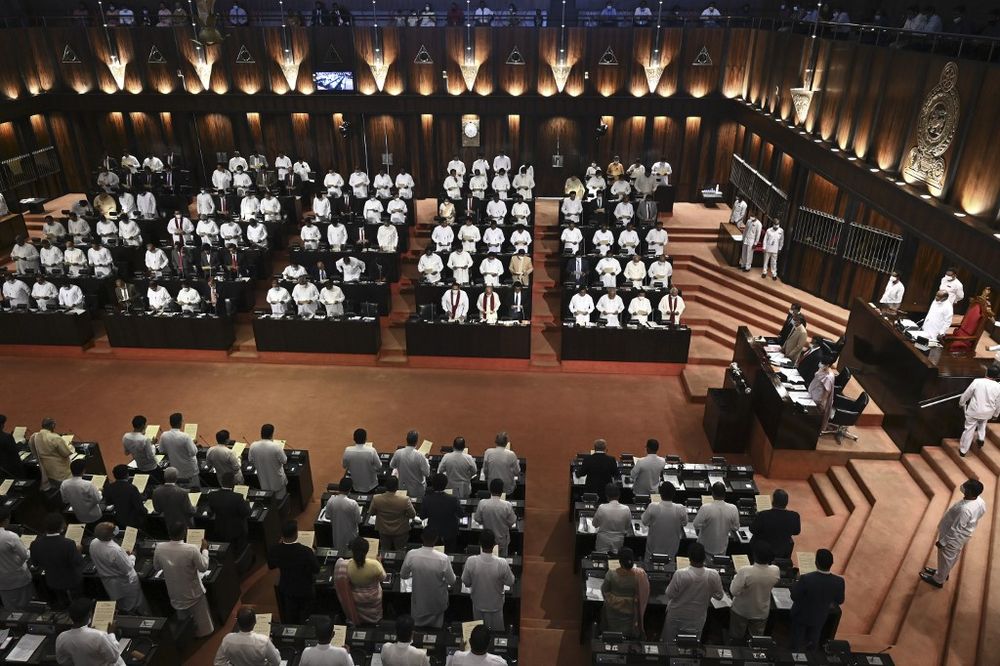 A general view of Sri Lankau00e2u20acu2122s newly elected members of parliament are pictured as they being sworn in the 225-member assembly, in Colombo on August 20, 2020. u00e2u20acu201d AFP pic