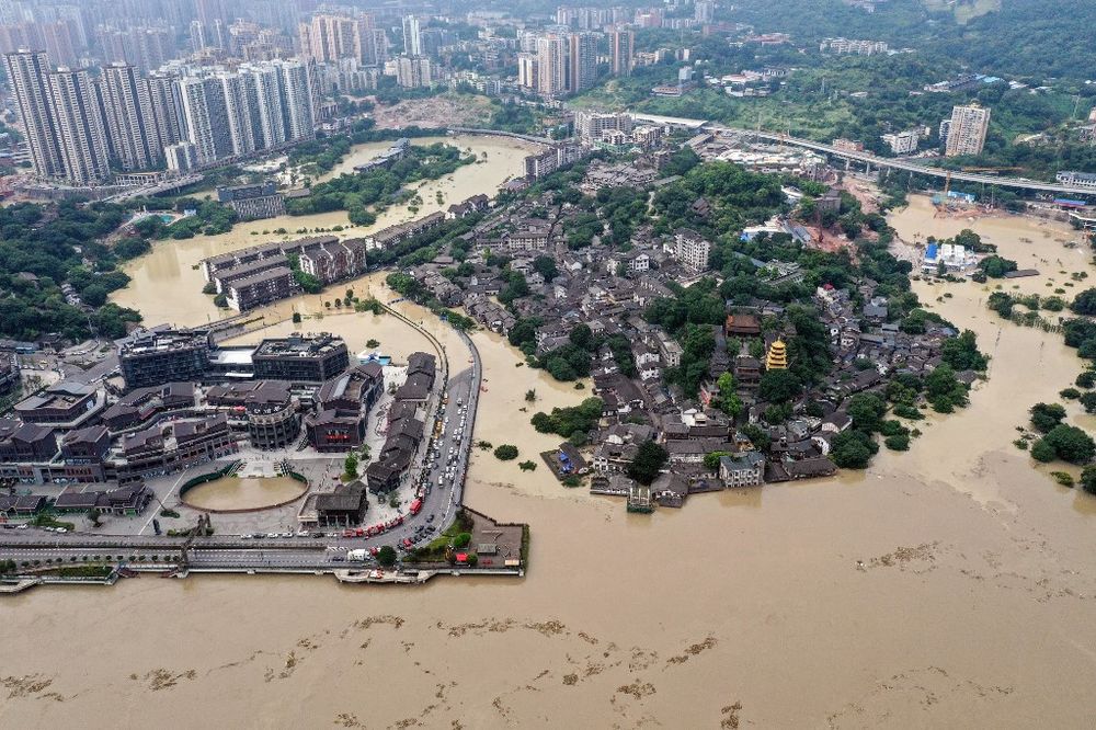 This aerial photo taken on August 19, 2020 shows a flooded area in Chinau00e2u20acu2122s south-western Chongqing. u00e2u20acu201d AFP pic