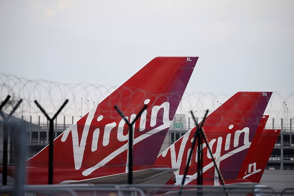 Virgin Atlantic's planes are seen parked at Manchester Airport, following the outbreak of Covid-19 in  Britain May 9, 2020. u00e2u20acu201d Reuters pic