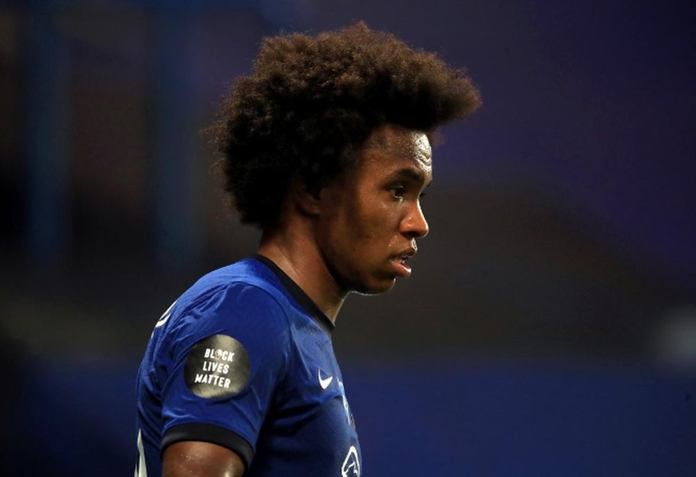 Chelseau00e2u20acu2122s Willian, as play resumes behind closed doors following the outbreak of the coronavirus disease (Covid-19) during the Premier League match Chelsea v Norwich City at Stamford Bridge, London, July 14, 2020. u00e2u20acu201d Pool pic via Reuters