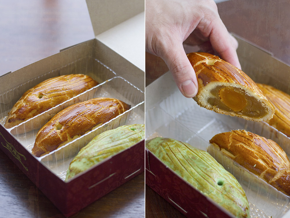 The buttery mooncakes of Kluang are not round or square, but oval in shape.