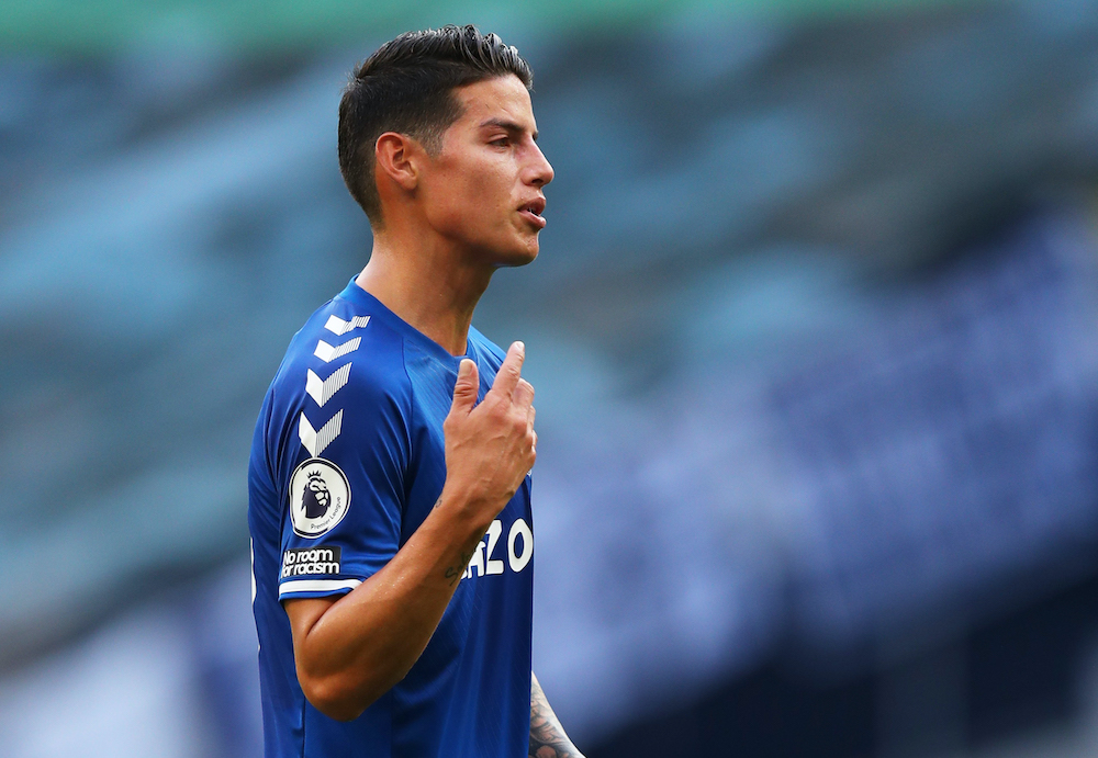 Evertonu00e2u20acu2122s James Rodriguez is seen during the match against Tottenham in London September 13, 2020. u00e2u20acu201d Pool via Reuters/Catherine Ivill 