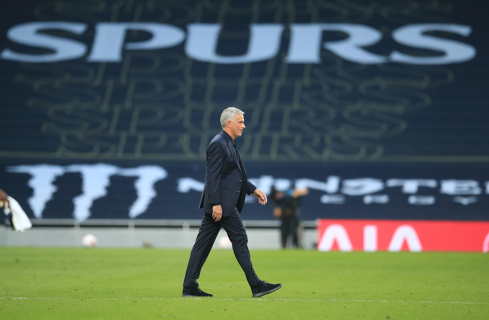 Tottenham Hotspur manager Jose Mourinho looks dejected after the match against Tottenham, September 13, 2020. u00e2u20acu201d Pool via Reuters/Adam Davy 