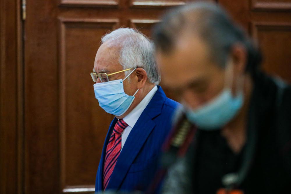 Former prime minister Datuk Seri Najib Razak is pictured at Kuala Lumpur High Court, September 14, 2020. — Picture by Hari Anggara