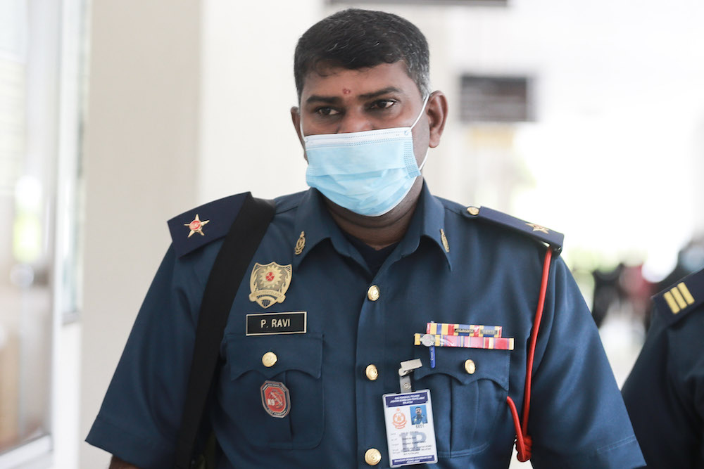 Leading Fire Officer P. Ravi is pictured at Seremban Coroner's Court, September 14, 2020. — Picture by Ahmad Zamzahuri