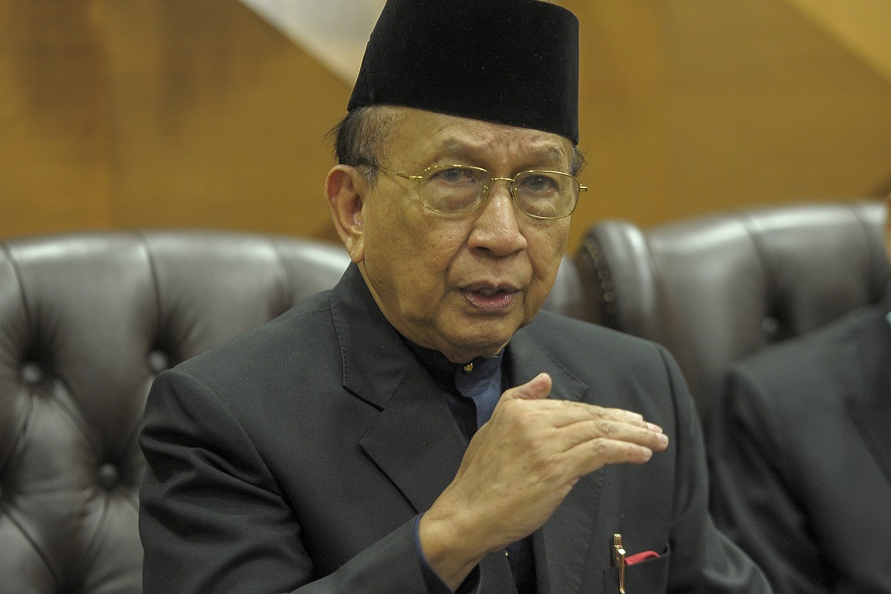Dewan Negara Speaker Tan Sri Rais Yatim speaks to reporters at a press conference at Parliament September 2, 2020. u00e2u20acu2022 Picture by Shafwan Zaidon