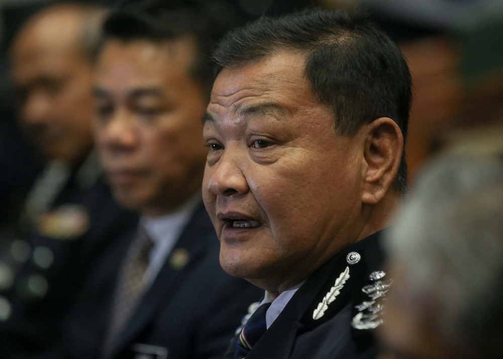 Inspector-General of Police Tan Sri Abdul Hamid Bador speaks to the press during a press conference at the Police Air Force Team Training Base in Ipoh September 11, 2020. u00e2u20acu201d Picture by Farhan Najib