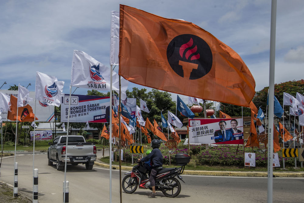 general view of Liberal Democratic Party (LDP) flag during the Sabah State Election campaign in Luyang, Sabah September 14, 2020. u00e2u20acu201d Picture by Firdaus Latif