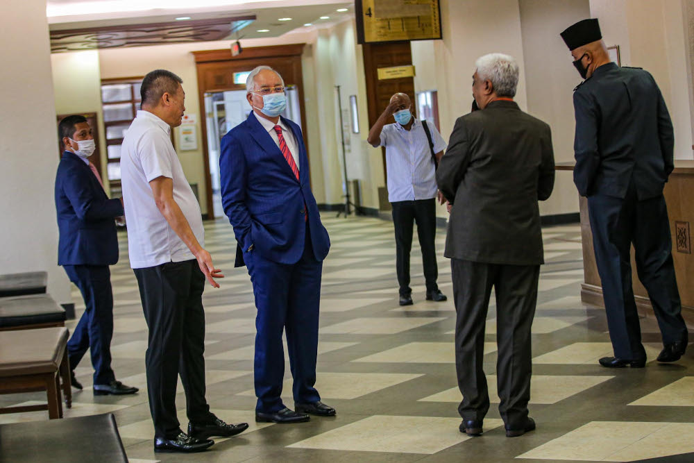 Former prime minister, Datuk Seri Najib Razak is pictured at Kuala Lumpur High Court on September 14, 2020. — Picture by Hari Anggara