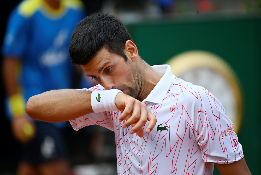 Serbiau00e2u20acu2122s Novak Djokovic during his quarter final match against Germanyu00e2u20acu2122s Dominik Koepfer  at the Italian Open in Rome, September 19, 2020. u00e2u20acu2022 Reuters picnn