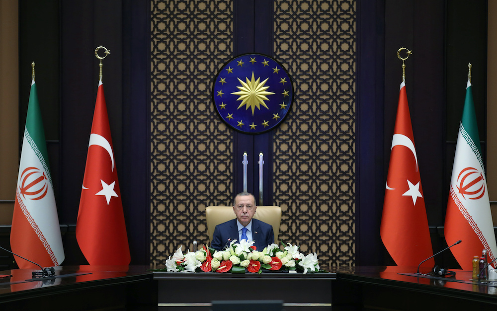 Turkish President Tayyip Erdogan attends a meeting with his Iranian counterpart Hassan Rouhani via videolink in Ankara, Turkey, September 8, 2020. u00e2u20acu201d Reuters picnnnn