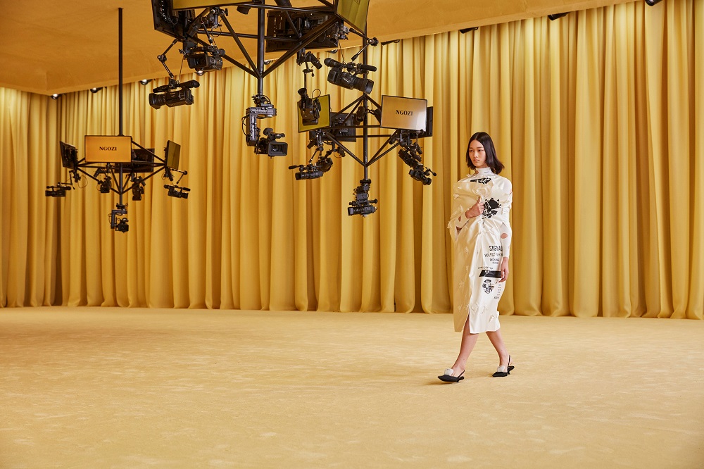 A model presents a creation from the Prada Spring/Summer 2021 women's collection during fashion week in Milan in this handout photo released on September 24, 2020. u00e2u20acu2022 Handout via Reuters