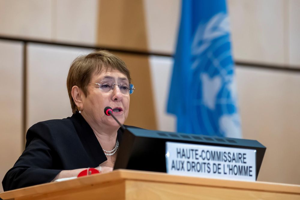 High Commissioner for Human Rights Michelle Bachelet speaks during an urgent debate at the European headquarters of the United Nations in Geneva, Switzerland June 17, 2020. u00e2u20acu201d Martial Trezzini/Pool via Reuters