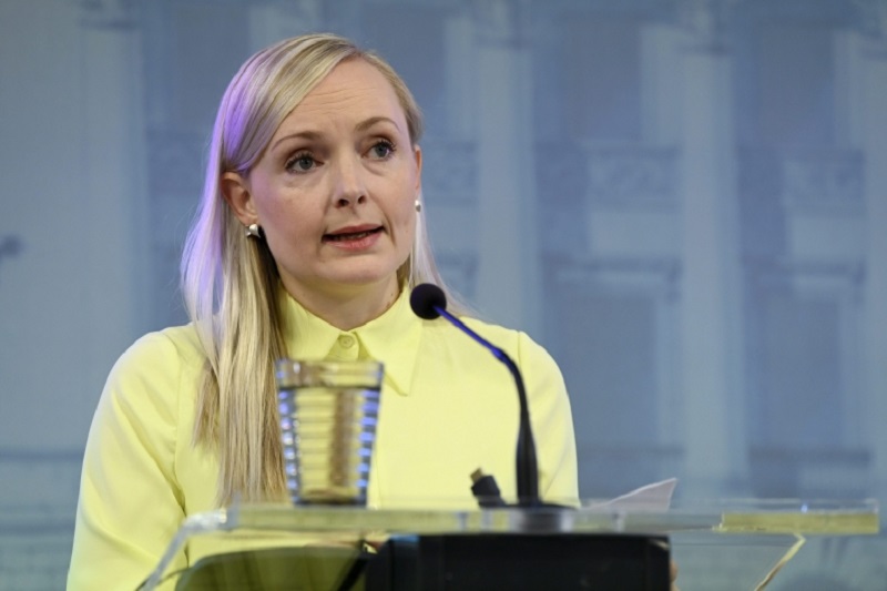 Finnish Interior Minister Maria Ohisalo speaks during a press conference about the border control policy, travelling and coronavirus-related restrictions. u00e2u20acu2022 AFP pic