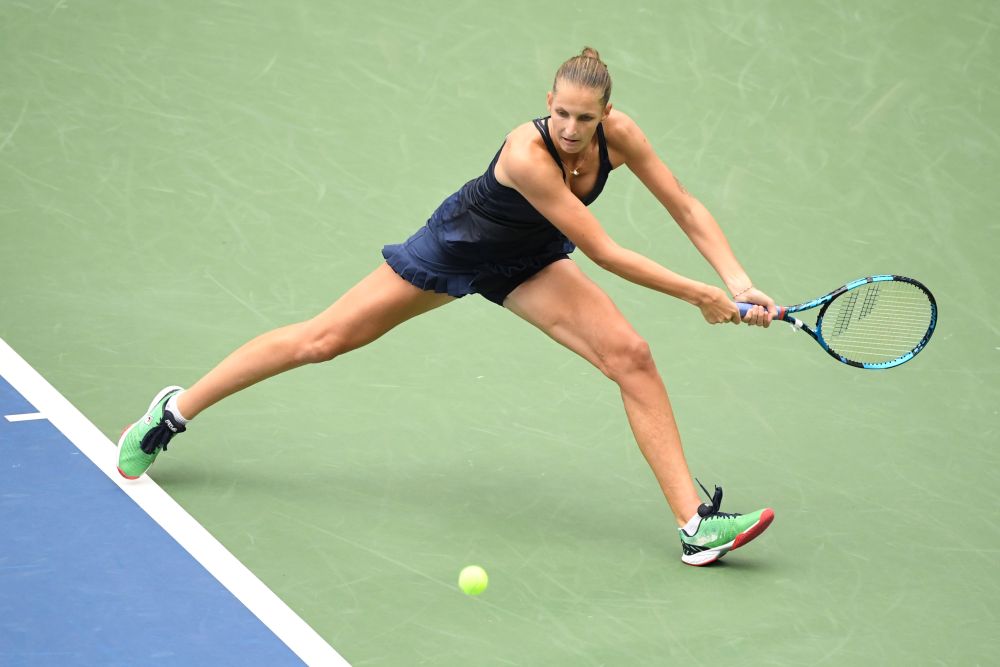 Karolina Pliskova reaches for a backhand against Caroline Garcia on day three of the 2020 US Open tennis tournament at USTA Billie Jean King National Tennis Center September 2, 2020. u00e2u20acu201d Reuters pic