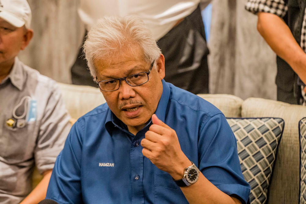 Perikatan Nasional (PN) secretary-general Datuk Seri Hamzah Zainuddin speaks during a press conference in Kota Kinabalu, Sabah September 22, 2020. u00e2u20acu201d Picture by Firdaus Latif