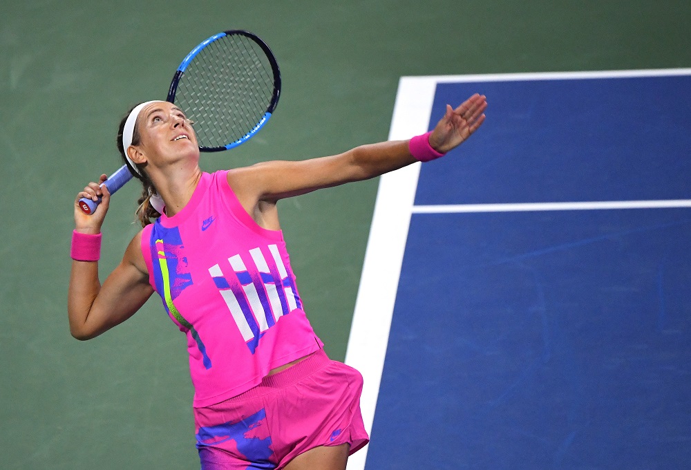 Victoria Azarenka (pic) hits the ball against Aryna Sabalenka on Day 4 of the 2020 US Open tennis tournament at USTA Billie Jean King National Tennis Center September 4, 2020. u00e2u20acu2022 Robert Deutsch-USA TODAY Sports pic via Reuters