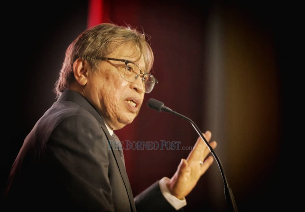 Sarawak Chief Minister Datuk Patinggi Abang Johari speaks during the DBNA event September 3, 2020. u00e2u20acu201d Picture by Chimon Upon/Borneo Post