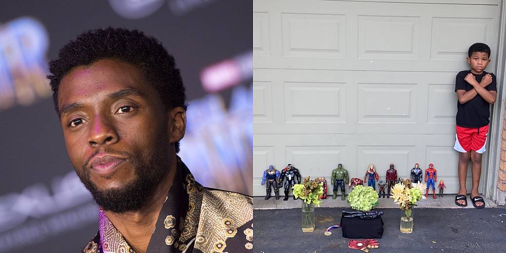 Twitter user King Westbrook said the action figure memorial was his son Kianu00e2u20acu2122s (right) way of dealing with the loss of his superhero. u00e2u20acu201d Pictures from AFP and Twitter/KingWestbrook7
