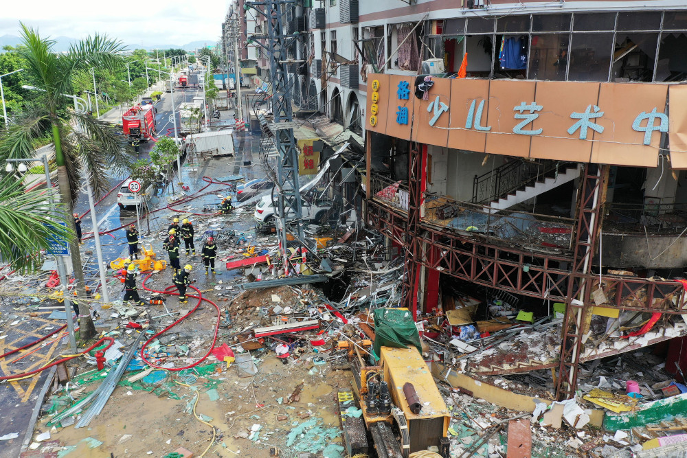 Firefighters work at the scene of an explosion in Zhuhai, in Chinau00e2u20acu2122s southern Guangdong province September 11, 2020. u00e2u20acu201d AFP pic 