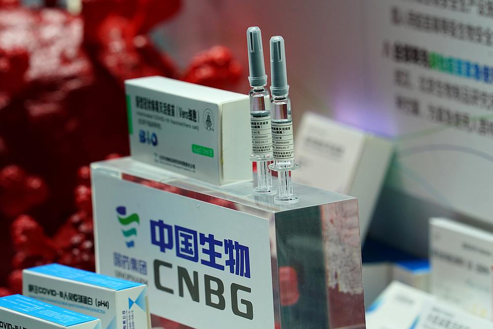 A booth displaying a coronavirus vaccine candidate from China National Biotech Group (CNBG) at the 2020 China International Fair for Trade in Services (Ciftis) in Beijing, China September 5, 2020. u00e2u20acu201d Reuters pic