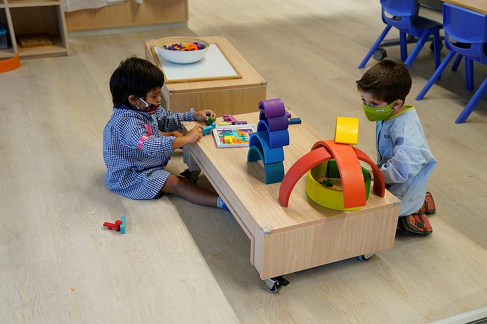 Children wearing protective masks play on the first week of school after the summer holidays during the Covid-19 outbreak, at Larramendi Ikastola in Mungia, Spain September 8, 2020. u00e2u20acu201d Reuters pic