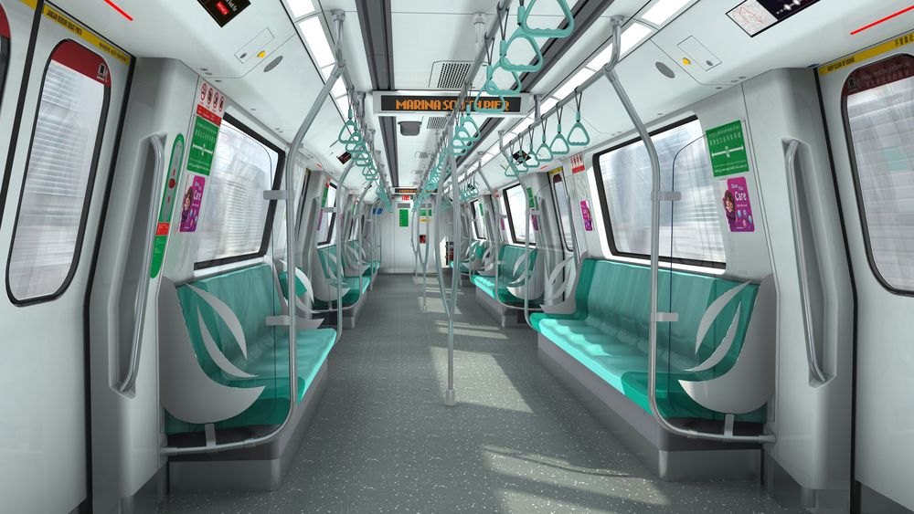 An artist’s impression of the interior of the new train by Bombardier. — Singapore LTA pic via TODAY