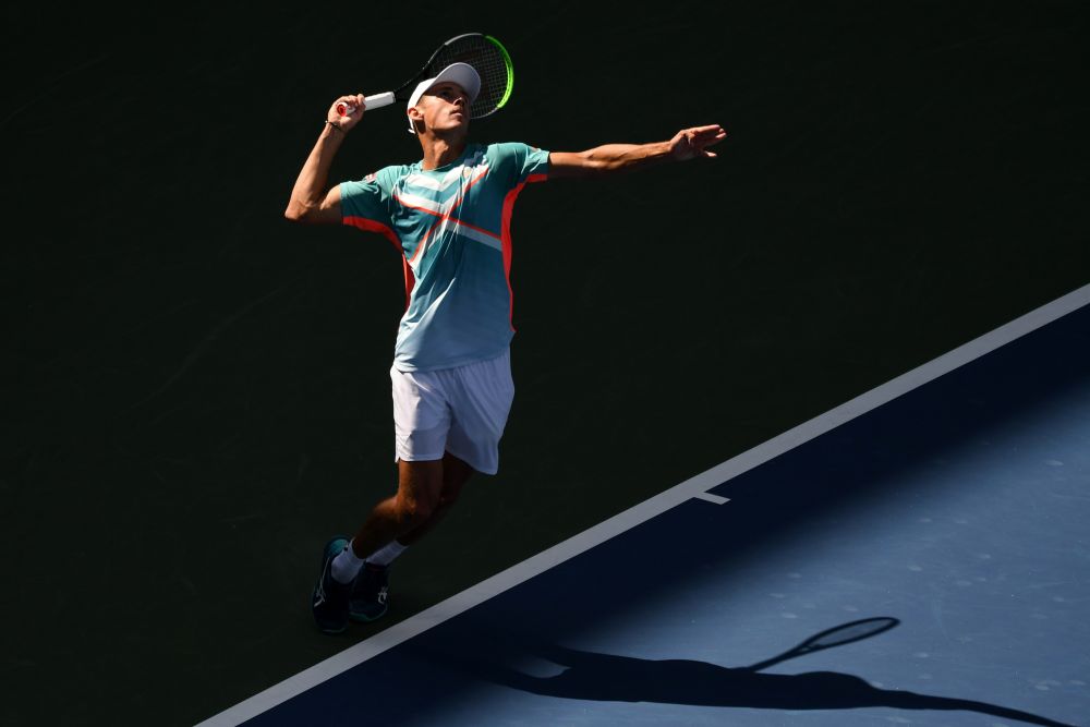 Alex de Minaur serves against Vasek Pospisil on day eight of the 2020 US Open tennis tournament at USTA Billie Jean King National Tennis Center September 7, 2020. u00e2u20acu201d Reuters picnn