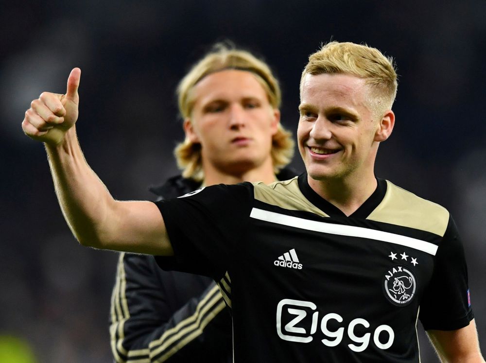Ajax's Donny van de Beek celebrates after the Champions League match against Tottenham Hotspur in London April 30, 2019. u00e2u20acu201d Reuters pic