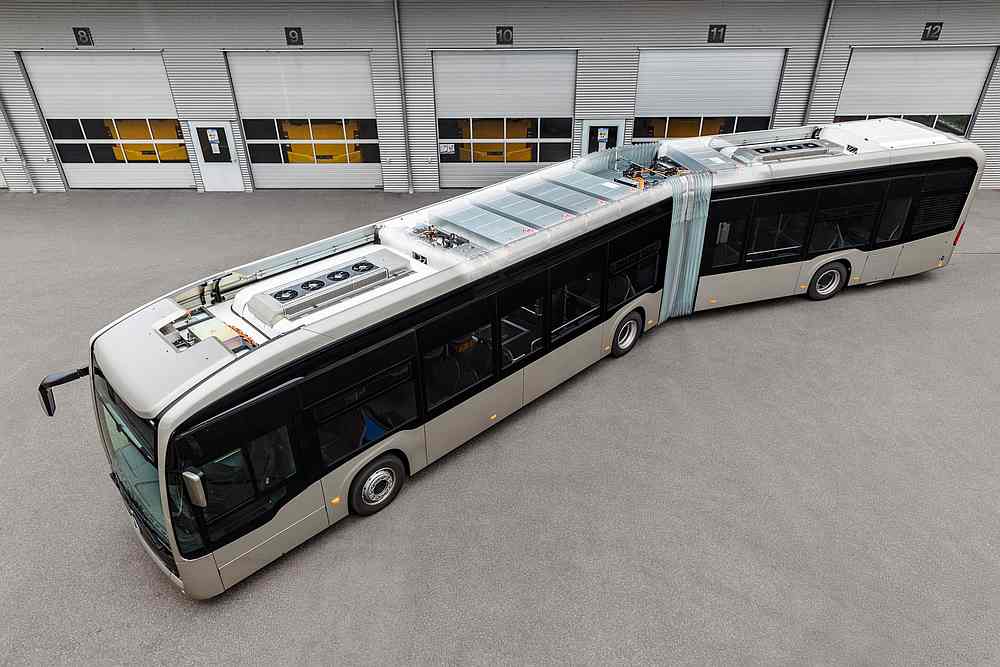 Mercedes-Benz eCitaro G will be the first all-electric bus to use more sustainable and long-lasting battery packs. u00e2u20acu201d Picture courtesy of Daimler via AFP