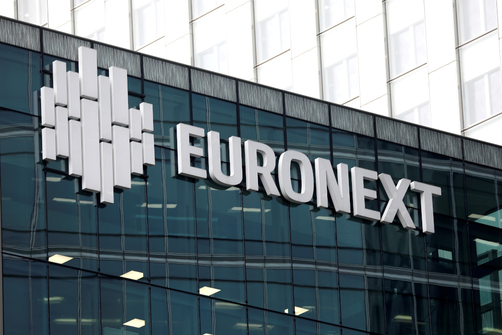 The logo of stock market operator Euronext is seen on a building in the financial district of la Defense in Courbevoie, near Paris, France, May 14, 2018. u00e2u20acu201d Reuters pic 