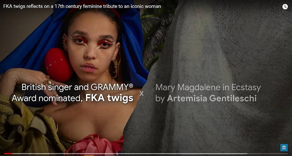 British singer FKA twigs talks about the Italian painter Artemisia Gentileschi for Google Arts & Culture's 'Art Zoom' series. Image from Google Arts & Culture / Youtube.com via AFP