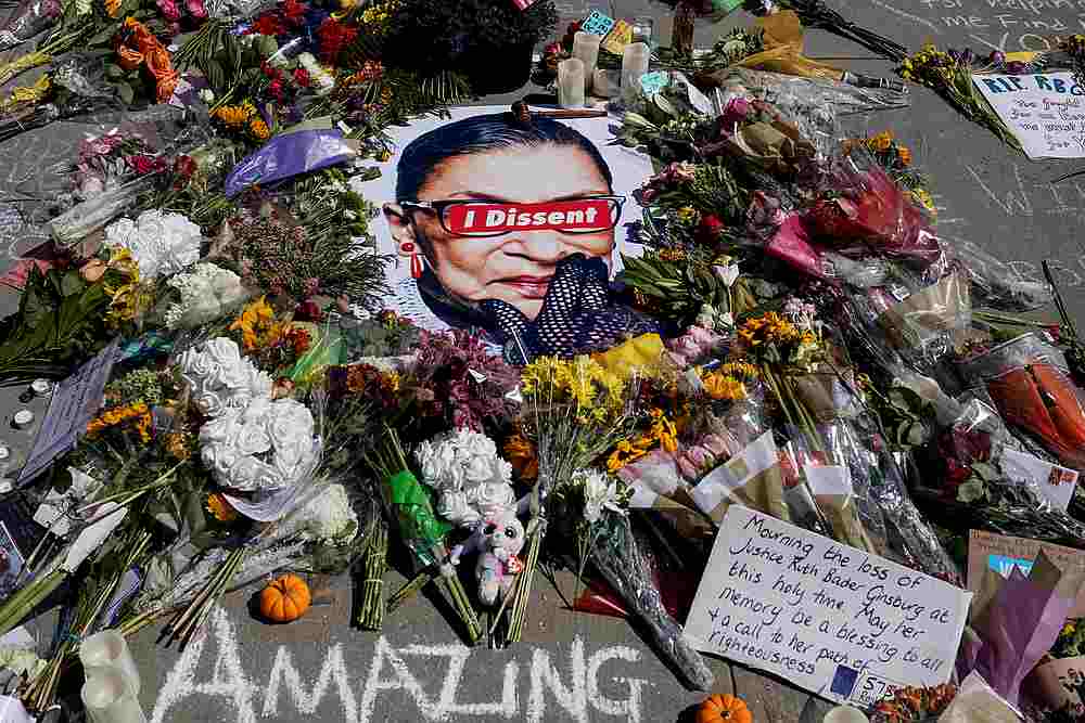 Flowers are placed at the Supreme Court as people mourn the death of Associate Justice Ruth Bader Ginsburg, in Washington September 20, 2020. u00e2u20acu201d Reuters pic