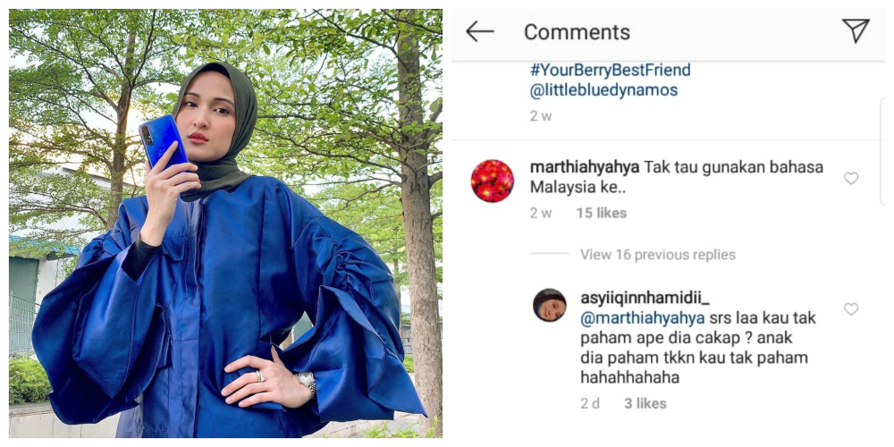 Local actress Hanis Zalikha was mocked for speaking English in a recent cooking video she uploaded on Instagram. u00e2u20acu201d Photo via Instagram/Hanis Zalikha 