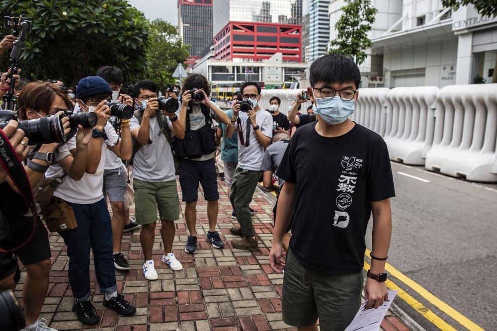Pro-democracy activist Joshua Wong poses for a photo after leaving Central police station in Hong Kong on September 24, 2020, after being arrested for unlawful assembly related to a 2019 protest against a government ban on face masks. u00e2u20acu201d AFP pic