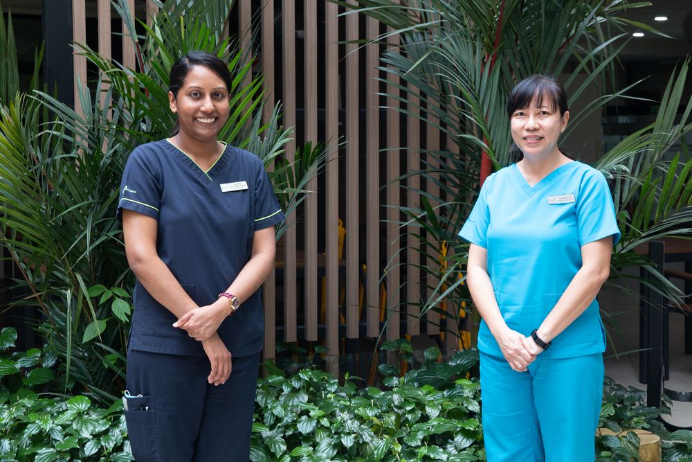 Kavitha Sanmugam (left) and Caroline Tan (right) are part of a wound care team gearing up to extend their expertise beyond the hospital to the community. — St Luke’s Hospital picture via TODAY