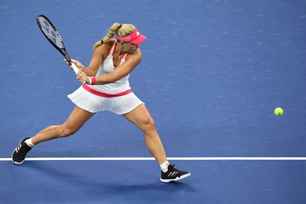 Angelique Kerber  hits a backhand against Anna-Lena Friedsam on day three of the 2020 US Open tennis tournament at the USTA Billie Jean King National Tennis Center September 2, 2020. u00e2u20acu201d Reuters pic