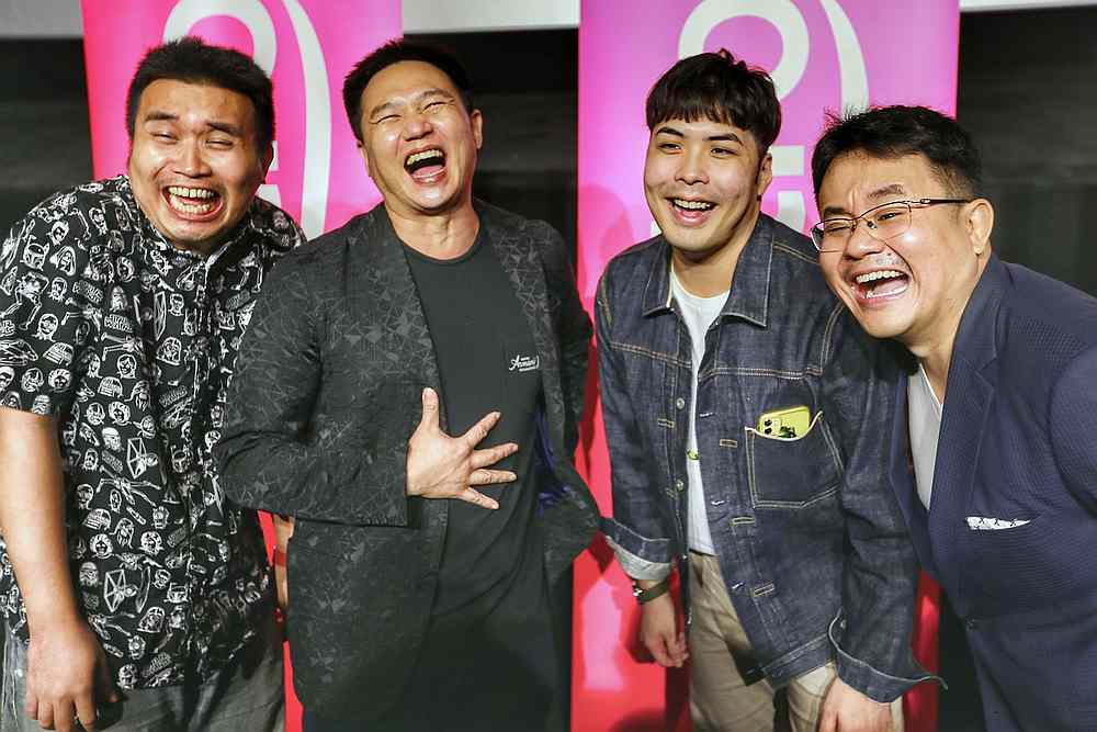 (From left) Comedians Phoon Chi Ho, Douglas Lim, Kuah Jenhan and Dr Jason Leong showcase shenanigans from their tour life in a new TV show. u00e2u20acu201d Picture by Ahmad Zamzahuri