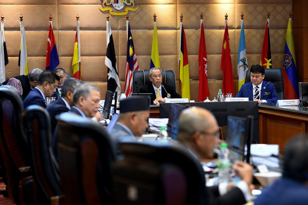 Prime Minister Tan Sri Muhyiddin Yassin chairs the National Land Council meeting at Perdana Putra in Putrajaya September 8, 2020. u00e2u20acu201d Bernama pic 