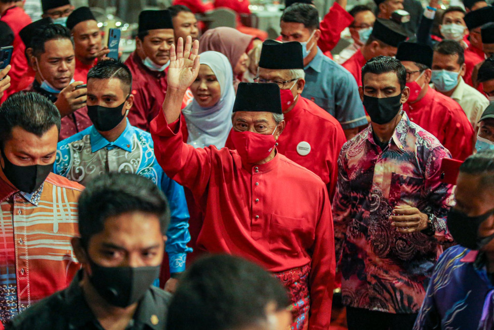 Bersatu president Tan Sri Muhyiddin Yassin attends Bersatuu00e2u20acu2122s fourth anniversary celebrations at Mitec Kuala Lumpur September 8, 2020. u00e2u20acu201d Picture by Hari Anggara