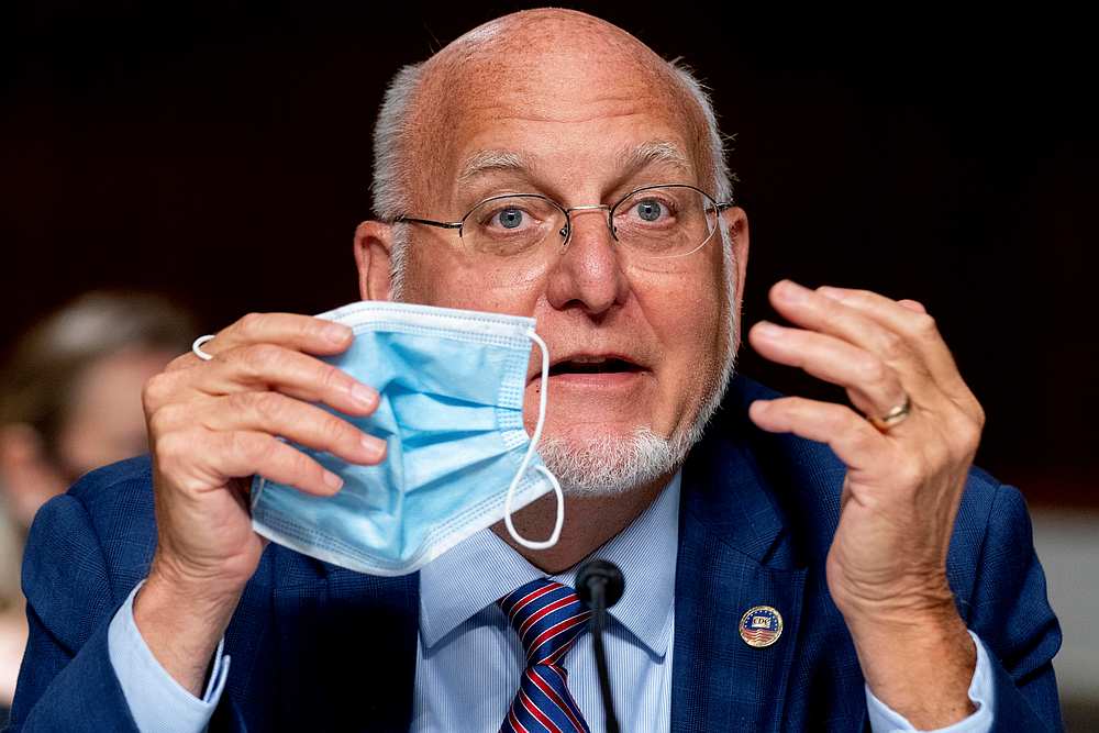 CDC Director Dr Robert Redfield speaks at a Senate hearing on Capitol Hill, Washington September 16, 2020. u00e2u20acu201d Pool pic via Reuters