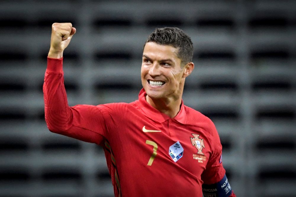 Portugal's Cristiano Ronaldo celebrates after scoring against Sweden at the Friends Arena, Stockholm September 8, 2020. u00e2u20acu201d Reuters pic