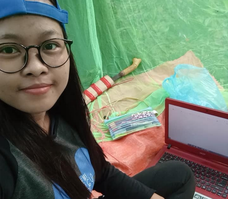 Universiti Pendidikan Sultan Idris student Rose camped in a forested site in her familyu00e2u20acu2122s rubber estate for better Internet connection. u00e2u20acu201d Picture via Facebook