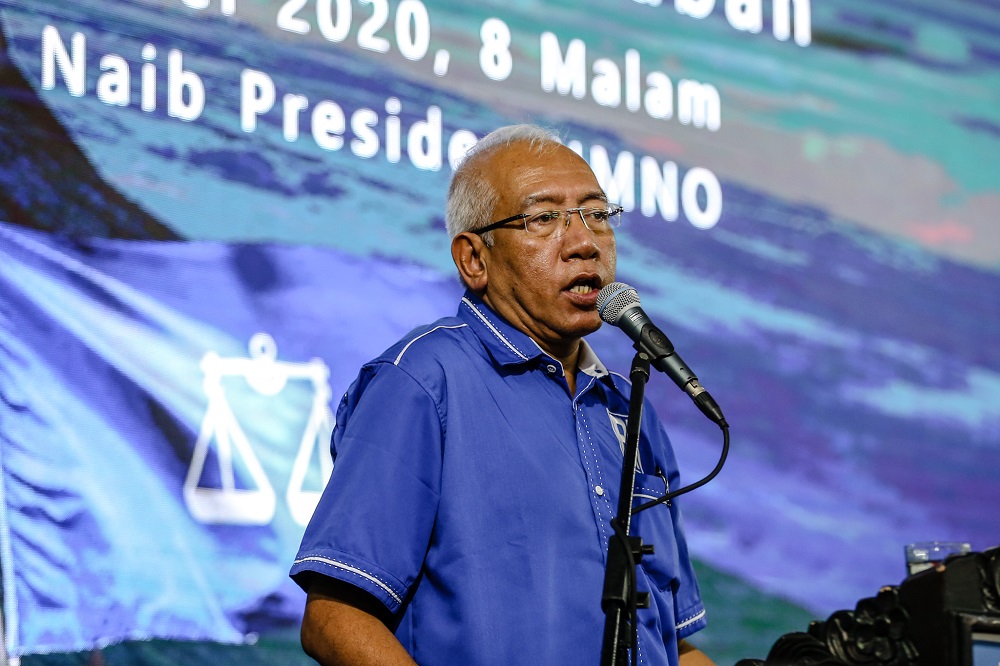 Umno vice-president Datuk Seri Mahdzir Khalid speaks while campaigning in Putatan Sabah September 24, 2020. u00e2u20acu2022 Picture by Firdaus Latif