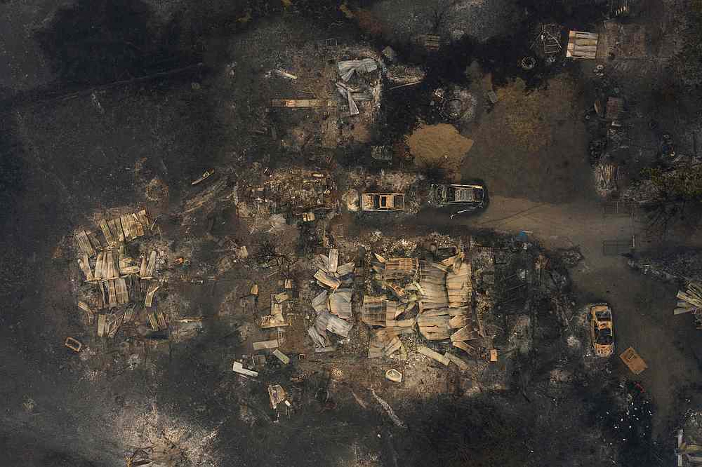 A farm is levelled by the South Obenchain Fire along Butte Falls Highway in Eagle Point, Oregon,  September 10, 2020. u00e2u20acu201d Reuters picture taken with a drone