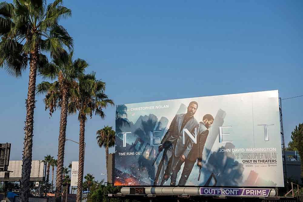A billboard for Christopher Nolan's film 'Tenet' on the Sunset Strip in West Hollywood, California August 19, 2020. u00e2u20acu201d AFP pic