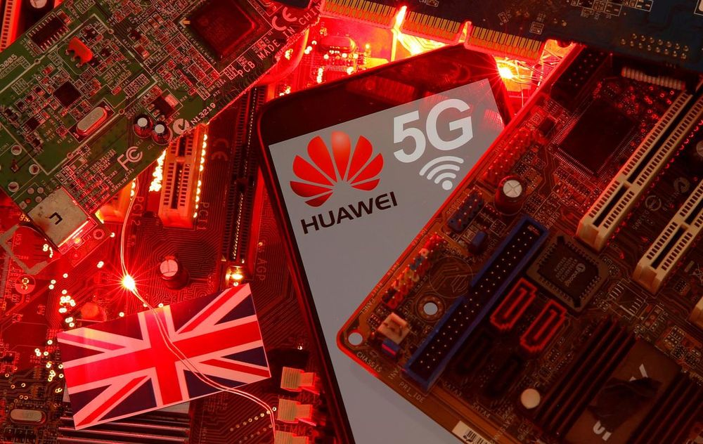 The British flag and a smartphone with a Huawei and 5G network logo are seen on a PC motherboard in this illustration picture taken January 29, 2020. u00e2u20acu201d Reuters pic