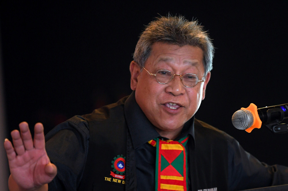 Usno chief Tan Sri Pandikar Amin Mulia speaks during the partyu00e2u20acu2122s manifesto launch at the Courtyard Hotel in 1Borneo Shopping Centre, Kota Kinabalu September 16, 2020. u00e2u20acu201d Bernama pic 