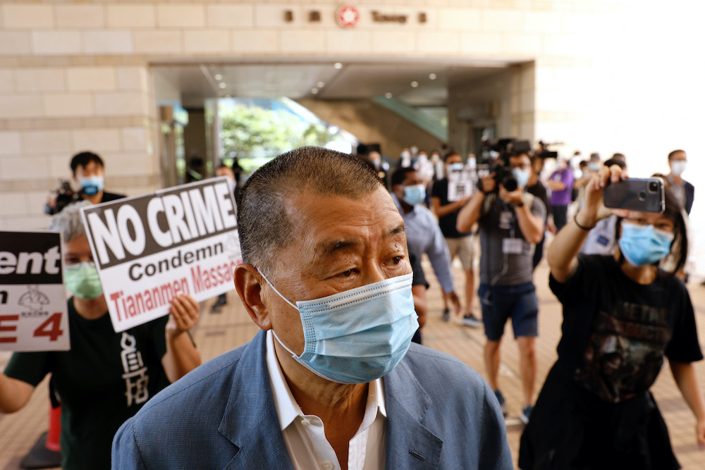 Media mogul Jimmy Lai Chee-ying, founder of Apple Daily arrives at West Kowloon Courts to face charges related to an illegal vigil assembly commemorating the 1989 Tiananmen Square crackdown, in Hong Kong, China October 15, 2020. u00e2u20acu201d Reuters pic