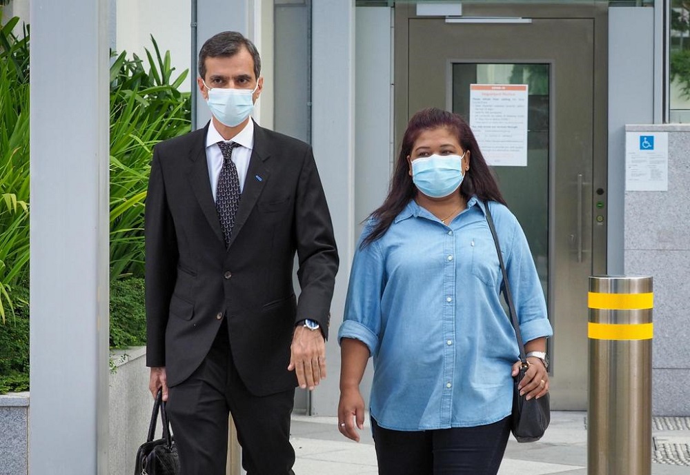 Parti Liyani (right) and her lawyer Anil Balchandani (left) in a photo taken on Sept 8, 2020. u00e2u20acu201d TODAY pic